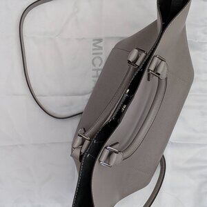 Michael Kors Large Saffiano Leather Satchel Pearl Grey with Storage Bag (NWOT)